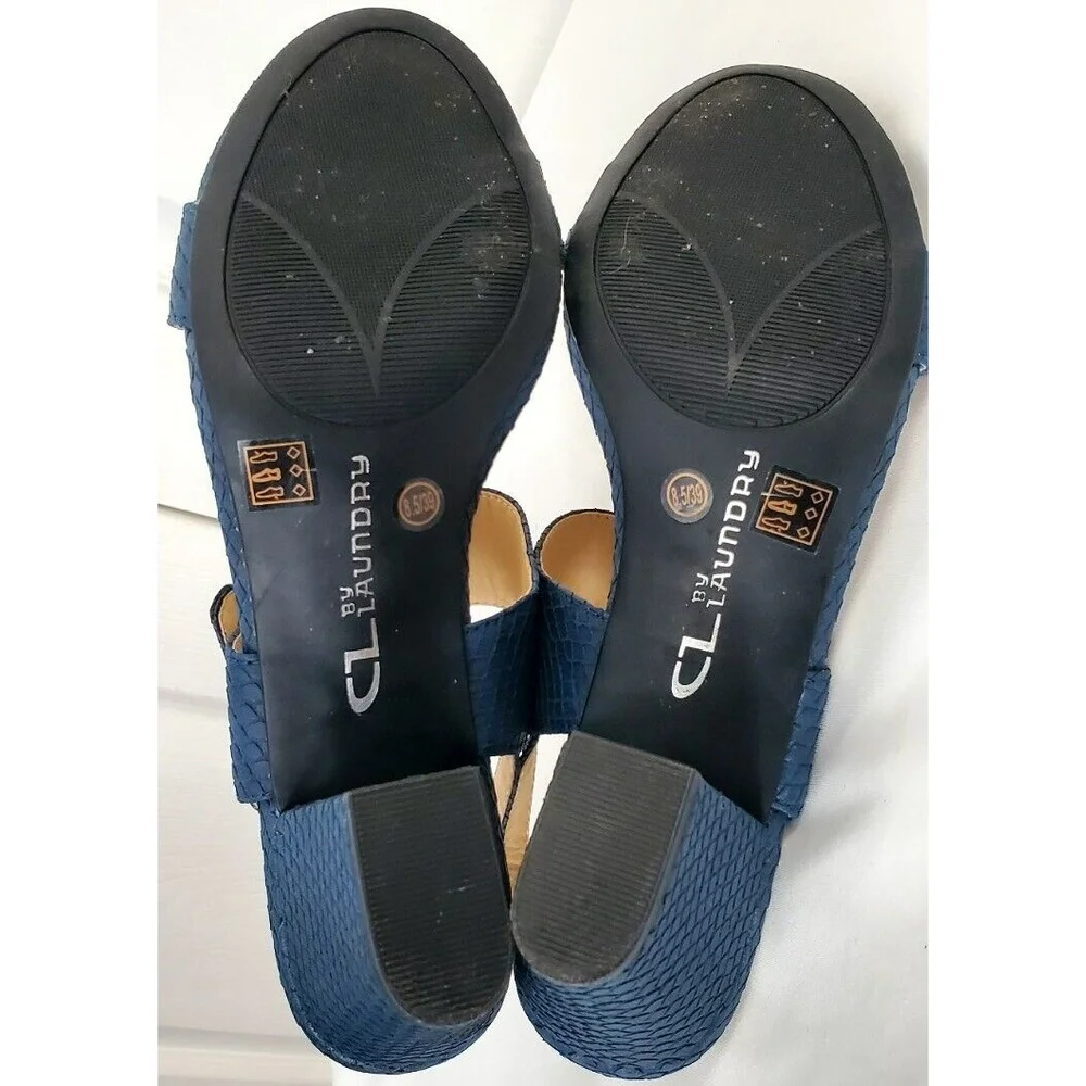 CL by Laundry Women's High Heels Size 8.5 Blue Ankle Strap Sandals EUC
